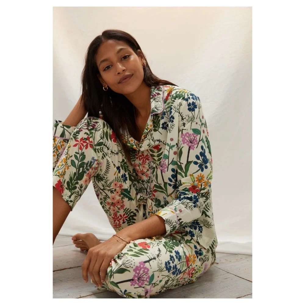 NWOT Anthropologie RO’s Garden Lounge Set in Floral Viola  Size XSmall - Picture 2 of 16